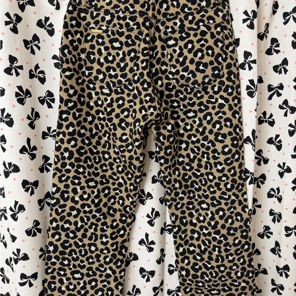 Michael Kors Leopard Print Straight Ankle Pants - Tan & Black